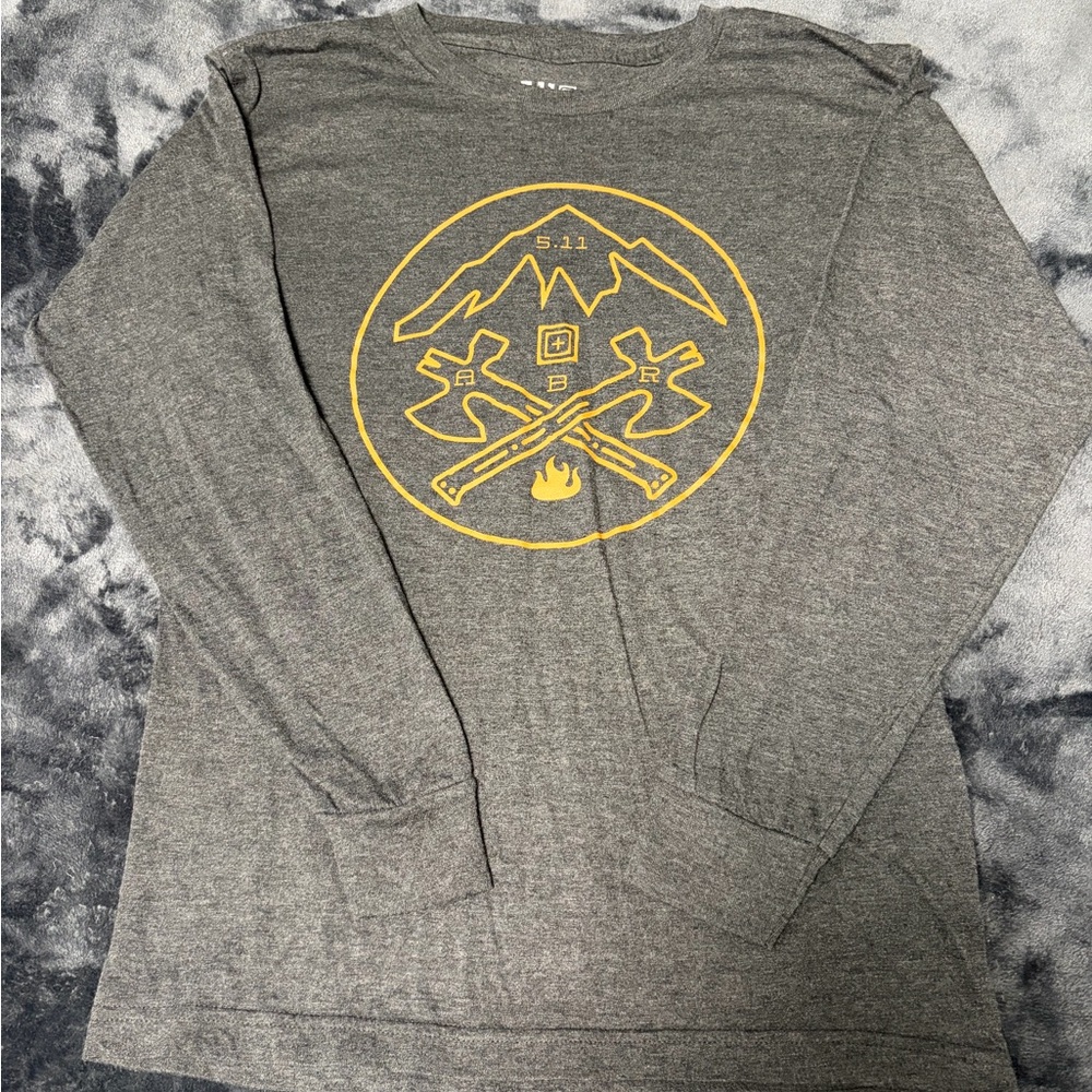5.11 Tactical Heather Gray Long Sleeve Tee with Gold Graphic